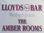The pub sign. The Amber Rooms, Loughborough, Leicestershire