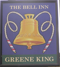 The pub sign. The Bell Inn, Winchester, Hampshire