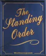 The pub sign. The Standing Order, Southampton, Hampshire