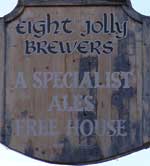 The pub sign. Eight Jolly Brewers, Gainsborough, Lincolnshire