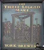 The pub sign. The Three-Legged Mare, York, North Yorkshire