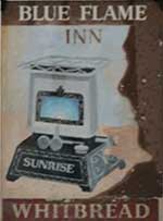 The pub sign. Blue Flame Inn, Nailsea, Avon