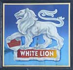The pub sign. White Lion, Bristol, Avon
