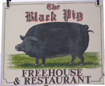 The pub sign. The Black Pig, Staple, Kent
