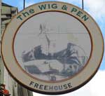 The pub sign. The Wig & Pen, Northampton, Northamptonshire