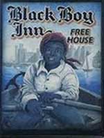 The pub sign. Black Boy Inn, Caernarfon, Gwynedd