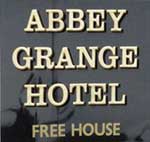 The pub sign. Abbey Grange Hotel, Llantysilio, Denbighshire