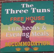 The pub sign. The Tuns at Staple House (formerly The Three Tuns), Staple, Kent