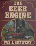 The pub sign. The Beer Engine, Newton St Cyres, Devon