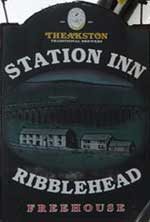 The pub sign. Station Inn, Ribblehead, North Yorkshire