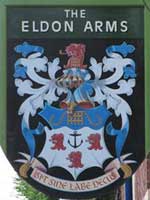 The pub sign. Eldon Arms, Southsea, Hampshire