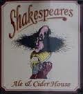 The pub sign. Shakespeares Ale & Cider House, Sheffield, South Yorkshire