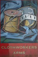The pub sign. Clothworkers Arms, Sutton Valence, Kent