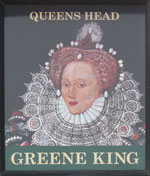 The pub sign. The Queens Head, Sutton Valence, Kent