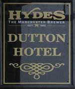 The pub sign. Dutton Hotel, Manchester, Greater Manchester