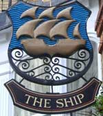 The pub sign. The Ship, City, Central London
