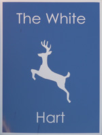 The pub sign. The White Hart, Hythe, Kent