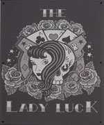 The pub sign. The Lady Luck, Canterbury, Kent