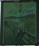 The pub sign. Green Man, Wideford, Hertfordshire
