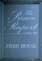 The pub sign. The Prince Rupert, Newark, Nottinghamshire