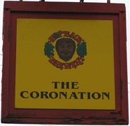 The pub sign. The Coronation, Bristol, Avon