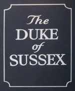 The pub sign. The Duke of Sussex, Chiswick, Greater London