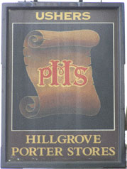 The pub sign. Hillgrove Porter Stores, Bristol, Avon
