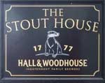 The pub sign. Old Stout House, Horsham, West Sussex