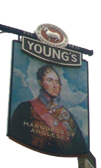 The pub sign. Marquess of Anglesey, Covent Garden, Central London