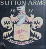 The pub sign. The Sutton Arms, Smithfield, Central London