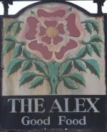 The pub sign. The Alex, Bognor Regis, West Sussex