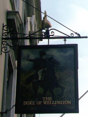 The pub sign. Duke of Wellington, Marylebone, Central London