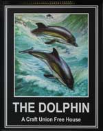 The pub sign. The Dolphin, Blandford Forum, Dorset