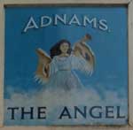 The pub sign. The Angel, Halesworth, Suffolk