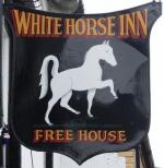 The pub sign. White Horse Inn, Clun, Shropshire