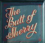 The pub sign. Butt of Sherry, Hythe, Kent