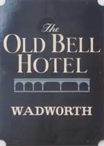 The pub sign. Old Bell Hotel, Warminster, Wiltshire