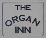 The pub sign. The Organ Inn, Warminster, Wiltshire