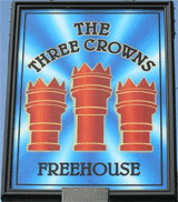 The pub sign. The Three Crowns, Ruddington, Nottinghamshire