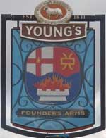 The pub sign. Founders Arms, Southwark, Central London