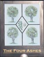 The pub sign. The Four Ashes, Takeley, Essex