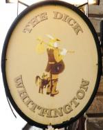 The pub sign. Dick Whittington, Gloucester, Gloucestershire