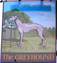 The pub sign. The Greyhound, Sandwich, Kent