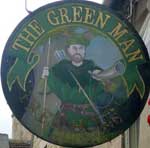 The pub sign. The Green Man, Stamford, Lincolnshire