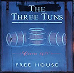 The pub sign. The Three Tuns, Lower Halstow, Kent