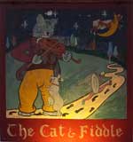 The pub sign. The Cat & Fiddle, Radlett, Hertfordshire