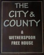The pub sign. The City and County, Goole, East Yorkshire