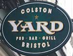 The pub sign. Bristol Yard (formerly Yard; Colston Yard), Bristol, Avon