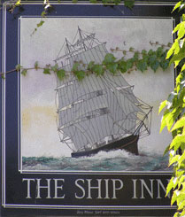 The pub sign. Ship Inn, Axmouth, Devon