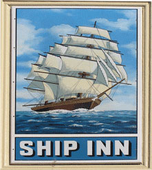 The pub sign. Ship Inn, Lyme Regis, Dorset